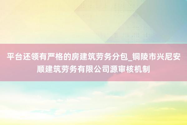 平台还领有严格的房建筑劳务分包_铜陵市兴尼安顺建筑劳务有限公司源审核机制